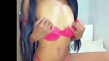 Skinny girl intensely sensualizes with masturbation in bold display