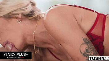 Tight blonde Dakota Lyn shows off flawless ass in intense anal play.