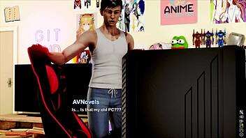 Exploring the inn in this adventure game