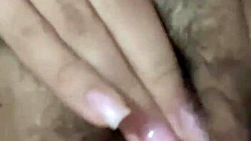 She's so hungry for cock, masturbating her hairy pussy and trimmed beaver!