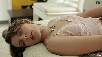 Hot teen slut Jessie discovers her magic button in a steamy masturbation session