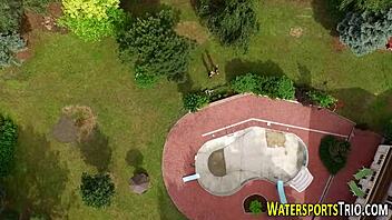 These bizarre lesbians got wild peeing outdoors in a freaky fetish session