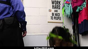 Milf Shoplifter Begs Officer for Freedom.