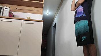 i fucked my friends big cock in the kitchen while my husband showered, it was so risky and hot