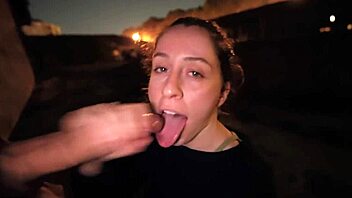 Slutty Teen Gets Risky Public Facial