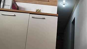 i fucked my friends big cock in the kitchen while my husband showered, it was so risky and hot