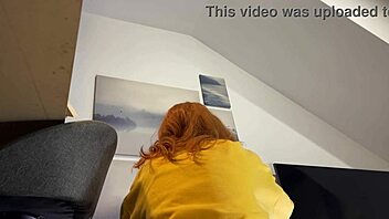 Redhead college girl's fashion try-on haul turns naughty