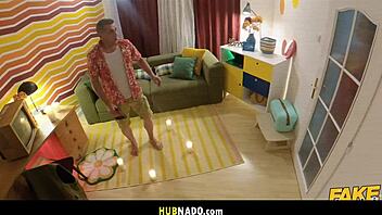 Halloween ritual with monster cock, big tits, and ass in fishnets