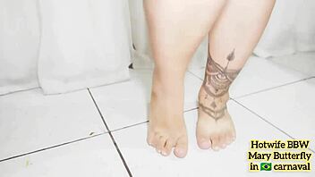 Mary Butterfly, BBW hotwife, dances at Brazilian Carnaval event.