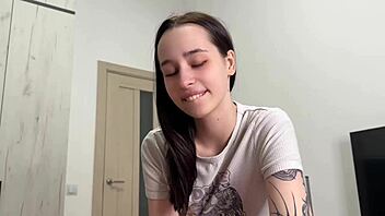 Does this horny babe worship your shaft before work?