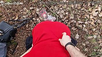 Shy Russian girl surprised me with slobbery blowjob in woods
