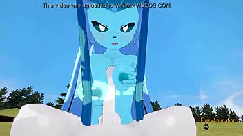 Kinky glaceon gets a rough boobjob and creampie