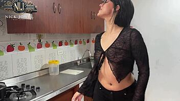 Slamming hot stepsister in kitchen with rough deep action