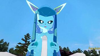 Glaceon gets a rough boobjob and creampie from Cinderace in this Pokemon hentai.