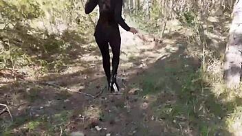 Beautiful brunette housewife in miniskirt and pantyhose tease