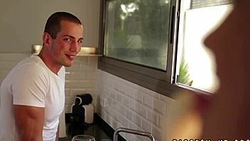 petite european brunette gets hardcore cumshot on shaved ass