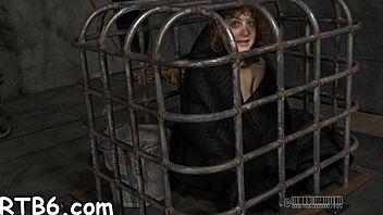 Master Roughly Pleasures Bound Gagged Chick's Hairless Cunt with Intense Spanking and Sucking for Orgasm