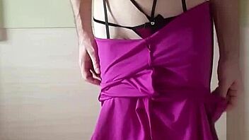 Check out this close-up of burgundy lingerie with stockings.