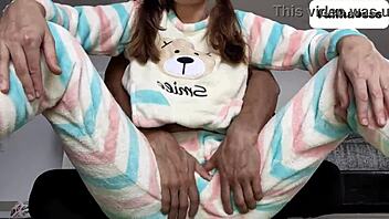 stepdad gropes his stepdaughter's small tits and fingers her pussy while she begs him to stop