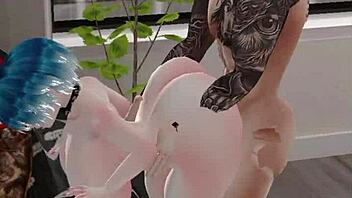Playing video game while pleasuring myself and eating a big breast with a curvaceous body