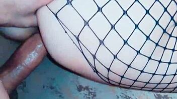 wife in stockings enjoys rough hard sex