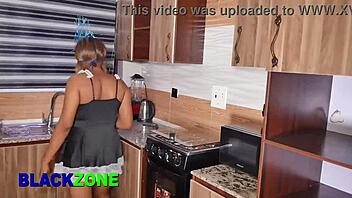 Damn, I fucked my ebony stepmother from behind in the kitchen! 🔥