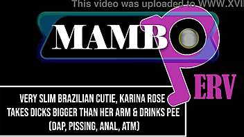 Very slim Brazilian cutie Karina Rose takes DICKS bigger than her arm DAP dry version ANAL ATM 4on1 slim monster COCKS OB441