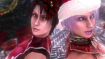 Beautiful women with blue eyes in animated porn video game compilation