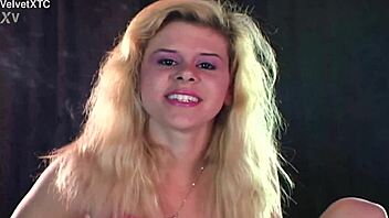 Blonde babe glazed bentley introduces herself in pov interview.