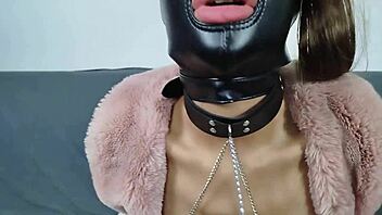 i'm a bdsm slut slave in leather mask, playing with chains and nipple clamps, getting facefucked, pussy fucked, anal till cum.