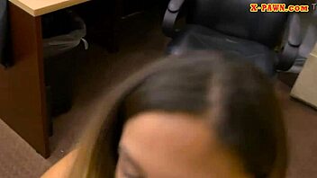 hot brunette babe gets nailed by pervert pawn keeper with monster cock 😈