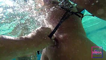 Sultry pool party with underwater pussy licking and more