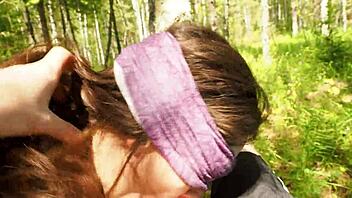 Cute Stepsister Swallows Stepbrother's Cum in Woods