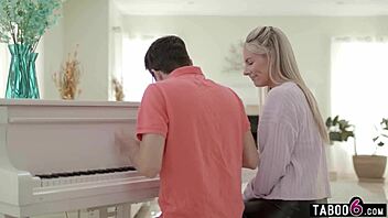 Bunny Madison Teaches Piano To Young Student