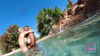 Sultry pool party with underwater pussy licking and more