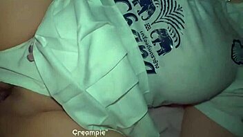 A big dick cums inside the pretty woman with a big ass and great tits