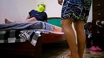 Horny stepdaughter's hairy pussy bathed. She sucks and takes my hard cock deep!