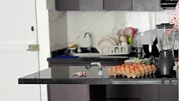 Hermanastra soaked in milk, I filled her up inside completely