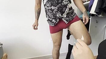 I catch my husband licking the curvy blonde seamstress's wet pussy in a threesome.