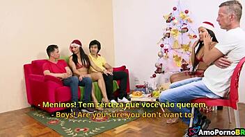 revelhon christmas party with big ass brunette brazilian