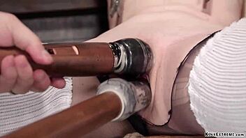 The blonde is bound in woolen stockings, restrained firmly