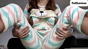 stepdad gropes his stepdaughter's small tits and fingers her pussy while she begs him to stop