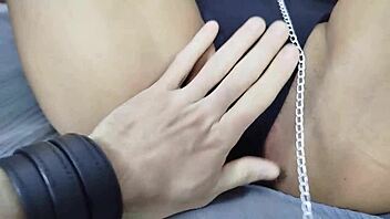 i'm a bdsm slut slave in leather mask, playing with chains and nipple clamps, getting facefucked, pussy fucked, anal till cum.