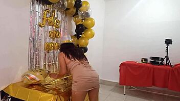 Sexy secretary throws a party on New Year's Eve