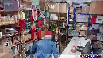 Beautiful Petite Redhead Krystal Orchid Displays Pink Pussy In Shop For Hardcore Cumshot