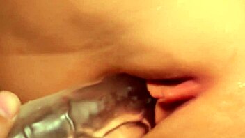 close up anal play with finger and masturbator toy