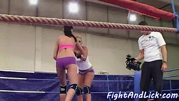 wild eurobabes fight turns into pussy licking