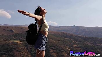 Sophia, the attractive Latina teen, wanders around posing nude in various spots