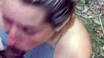 sucking big tits in public woods 😍