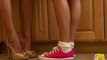 I love how these blond lesbians cum in kitchen sex every weekend